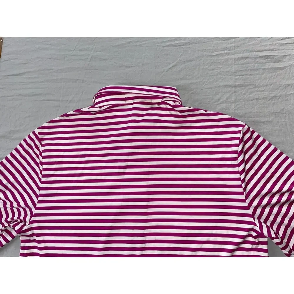 Ralph Lauren RLX Wicking Polo Golf Shirt. Purple Stripe, The Bridges. Men's S.